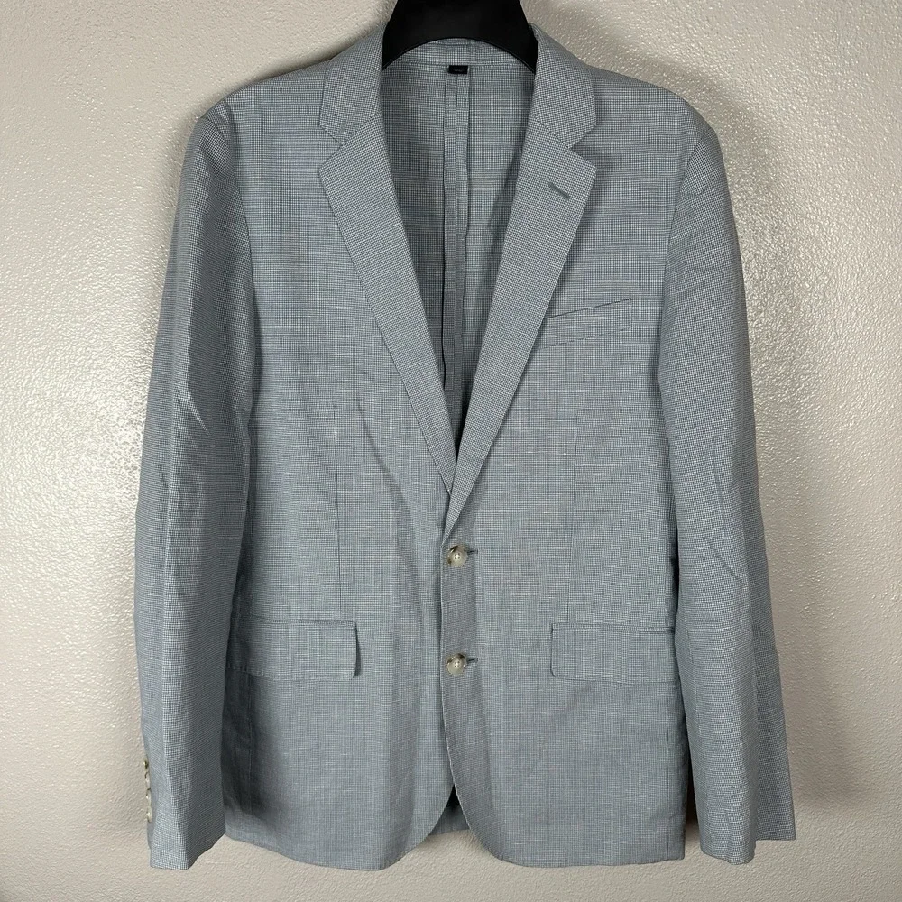 J.Crew Ludlow Blazer Sz 36R Blue Cotton Linen Somelos Unstructured Deconstructed